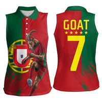 Portugal Football Goat Women Sleeveless Polo Shirt Number 7 Greatest Of All Time Sports