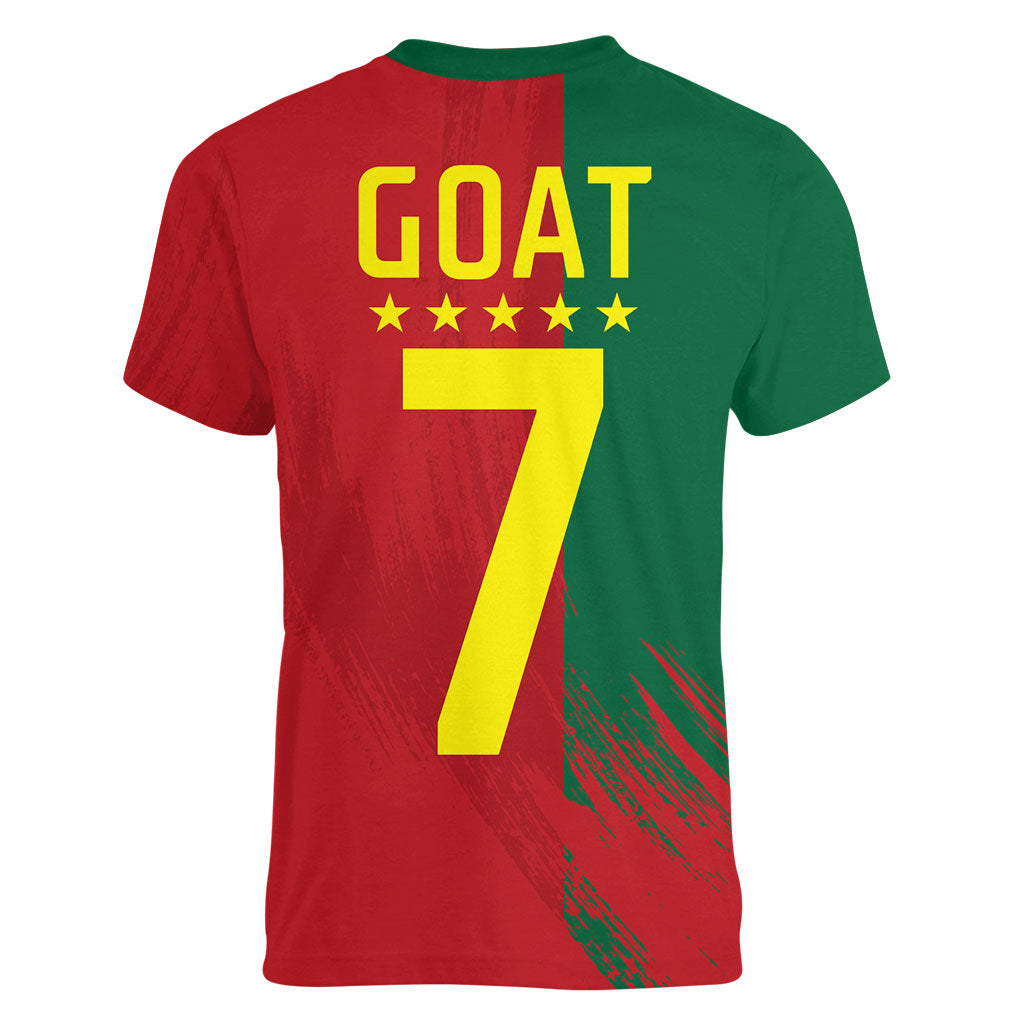 Portugal Football Goat Women V-Neck T-Shirt Number 7 Greatest Of All Time Sports