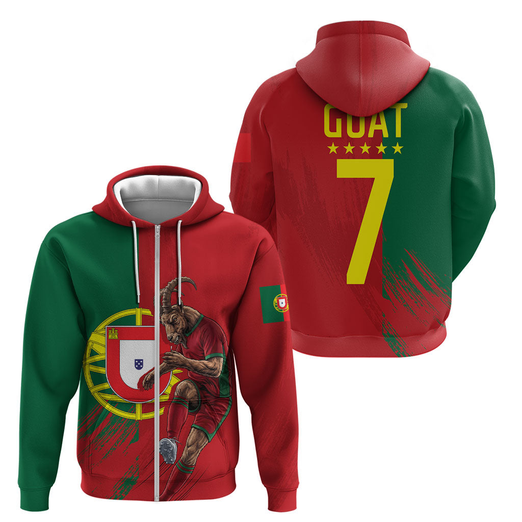 Portugal Football Goat Zip Hoodie Number 7 Greatest Of All Time Sports