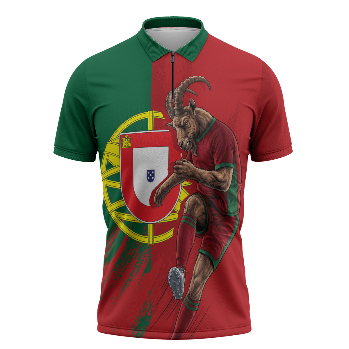 Portugal Football Goat Zipper Polo Shirt Number 7 Greatest Of All Time Sports