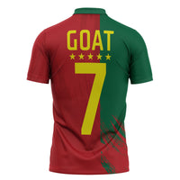 Portugal Football Goat Zipper Polo Shirt Number 7 Greatest Of All Time Sports
