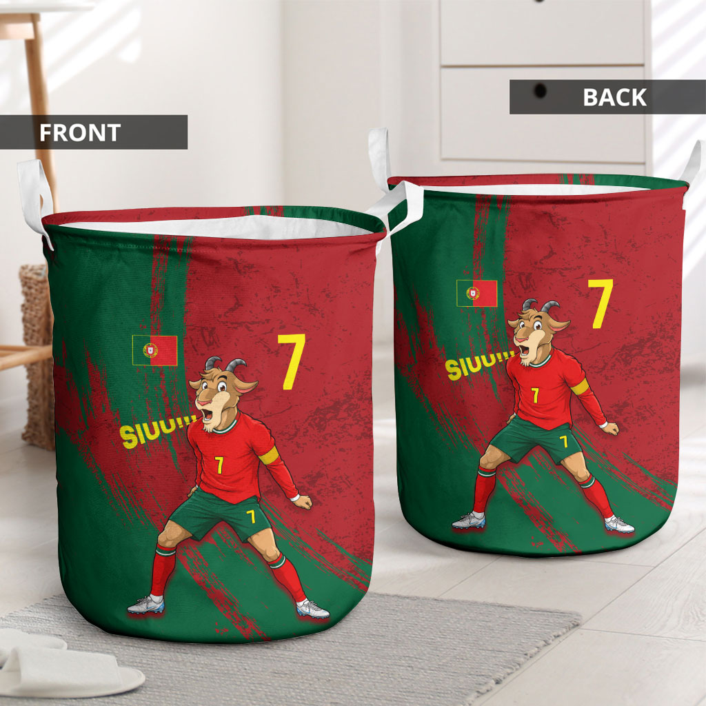 Portugal Football Laundry Basket Goat Number 7 Greatest Of All Time Abstract Grunge