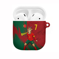 Portugal Football AirPods Case Goat Number 7 Greatest Of All Time Abstract Grunge