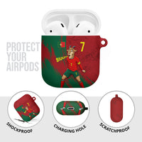 Portugal Football AirPods Case Goat Number 7 Greatest Of All Time Abstract Grunge