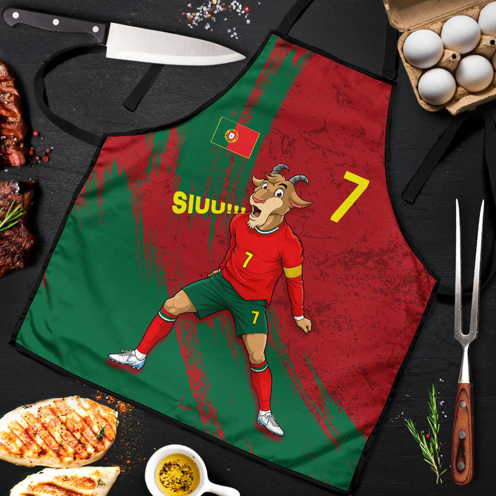 Portugal Football Apron Goat Number 7 Greatest Of All Time Abstract Grunge