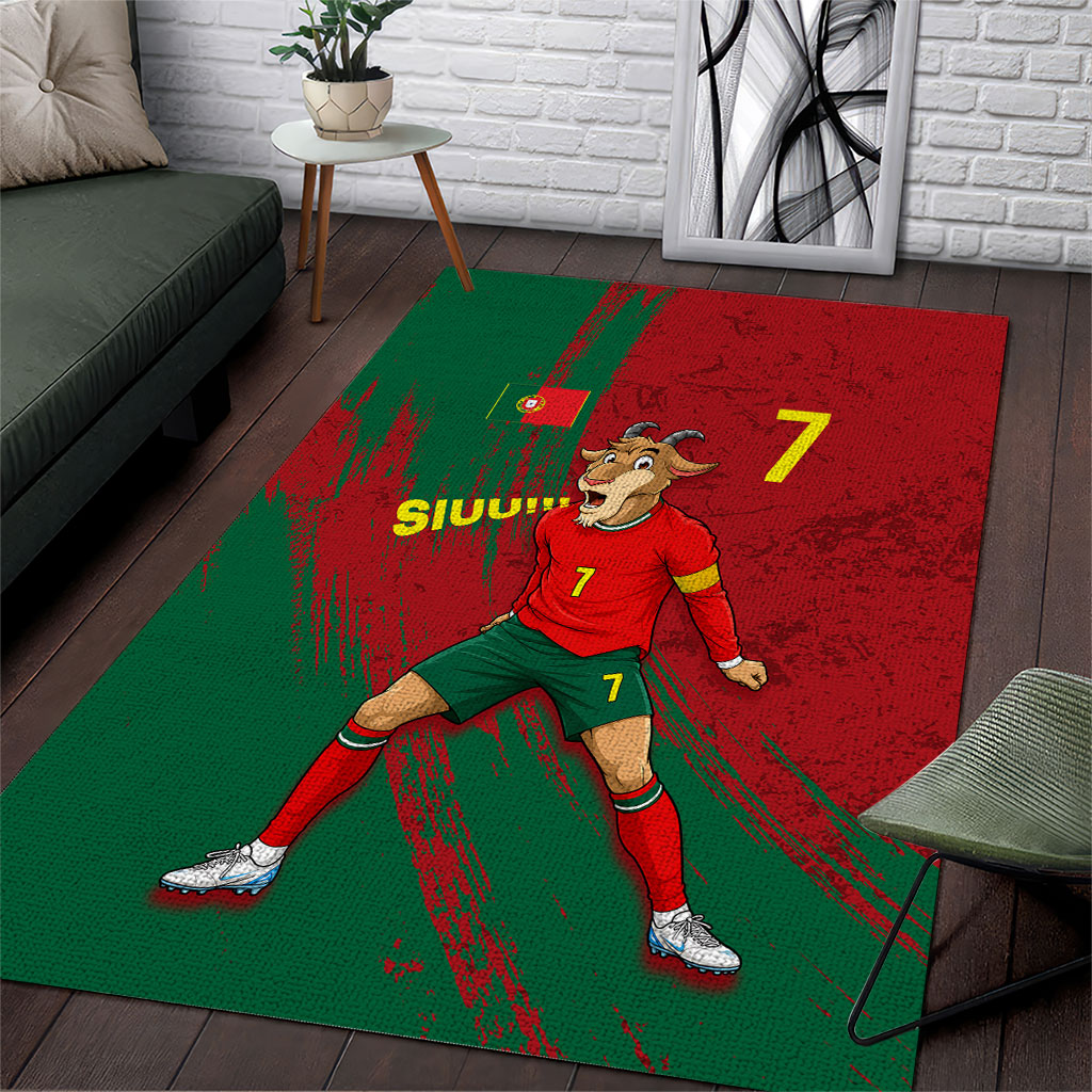 Portugal Football Area Rug Goat Number 7 Greatest Of All Time Abstract Grunge