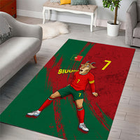 Portugal Football Area Rug Goat Number 7 Greatest Of All Time Abstract Grunge