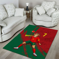 Portugal Football Area Rug Goat Number 7 Greatest Of All Time Abstract Grunge