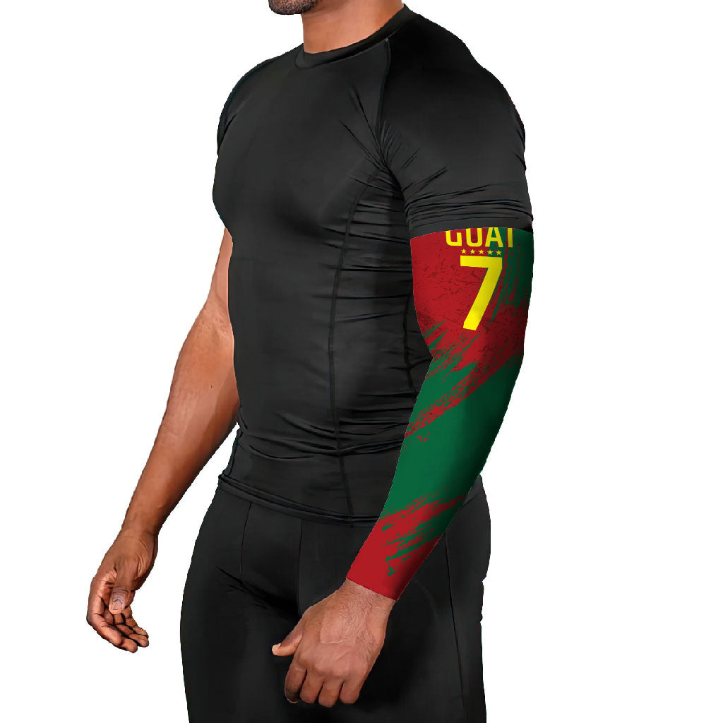 Portugal Football Arm Sleeves Goat Number 7 Greatest Of All Time Abstract Grunge