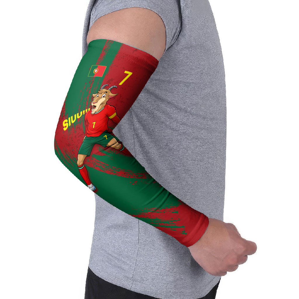 Portugal Football Arm Sleeves Goat Number 7 Greatest Of All Time Abstract Grunge
