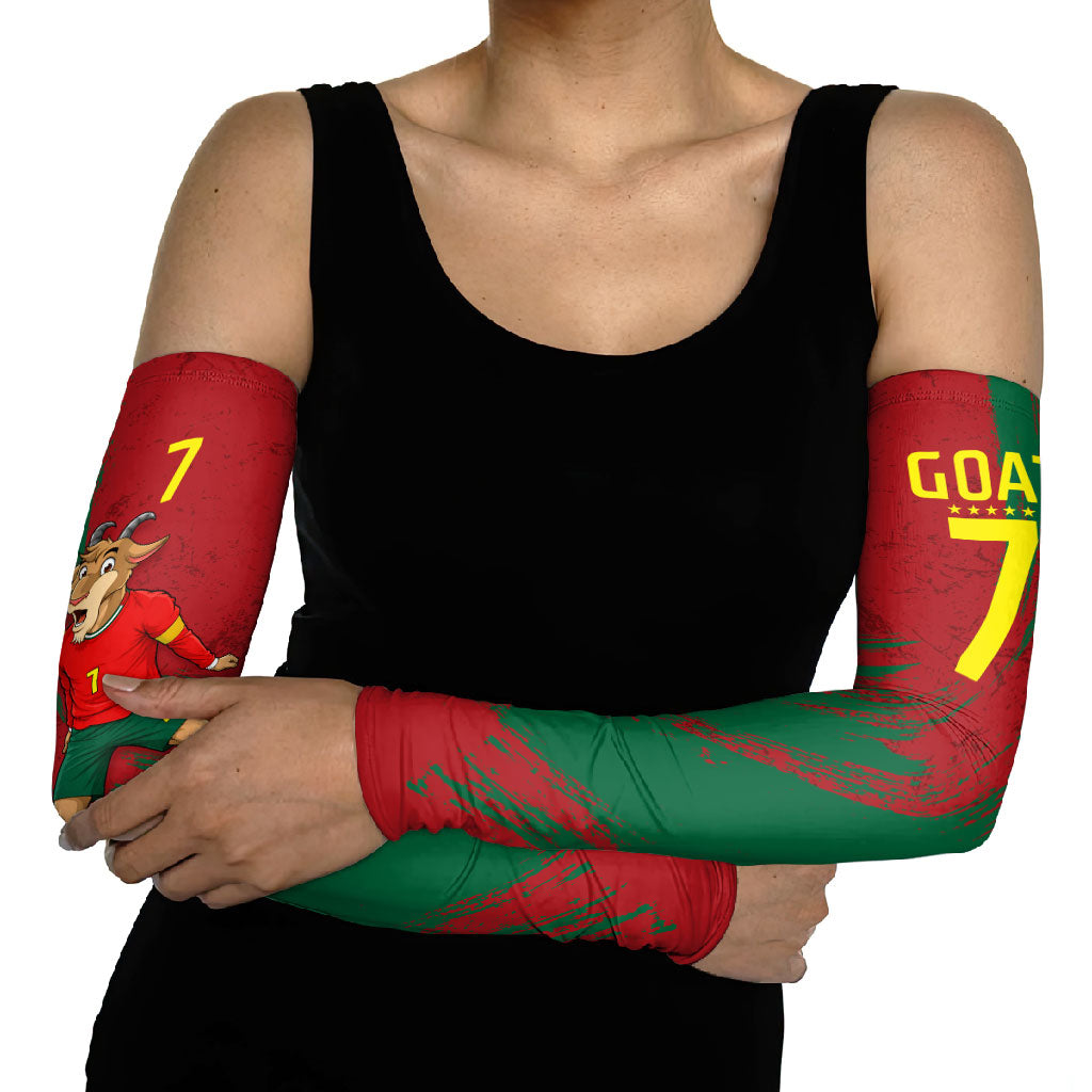 Portugal Football Arm Sleeves Goat Number 7 Greatest Of All Time Abstract Grunge