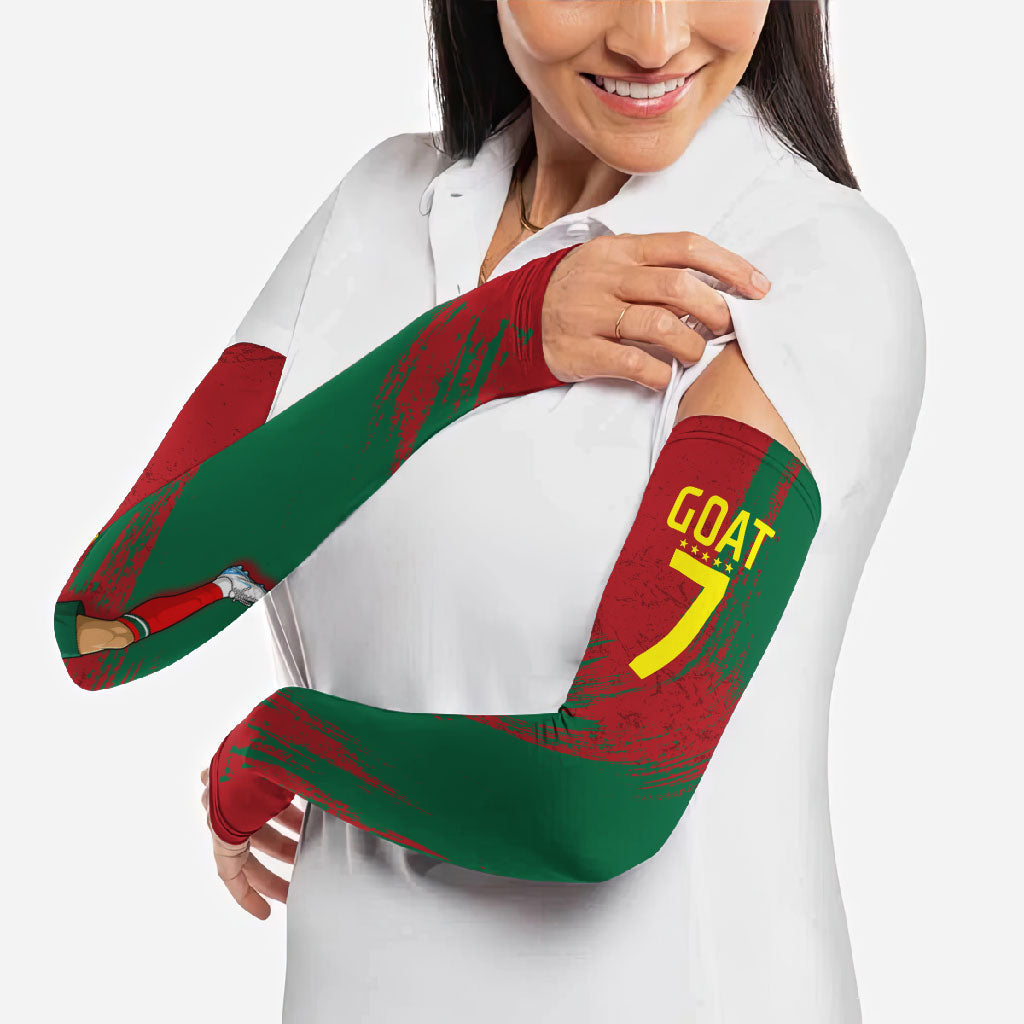 Portugal Football Arm Sleeves Goat Number 7 Greatest Of All Time Abstract Grunge