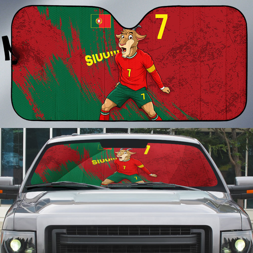 Portugal Football Auto Sun Shade Goat Number 7 Greatest Of All Time Abstract Grunge