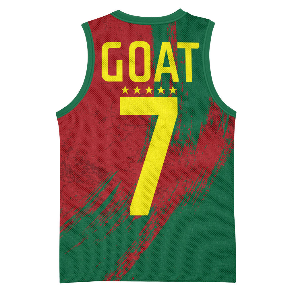 Portugal Football Basketball Jersey Goat Number 7 Greatest Of All Time Abstract Grunge