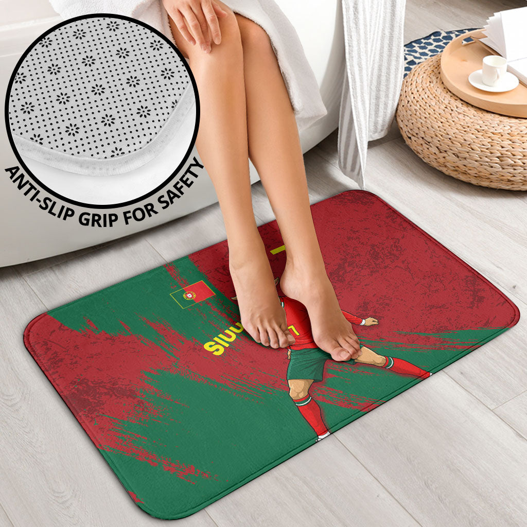 Portugal Football Bathroom Set Goat Number 7 Greatest Of All Time Abstract Grunge