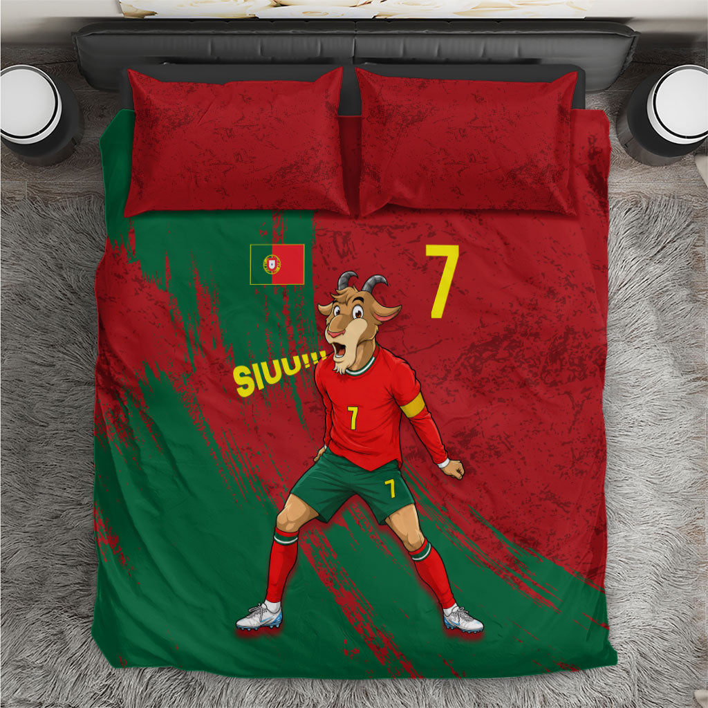 Portugal Football Bedding Set Goat Number 7 Greatest Of All Time Abstract Grunge