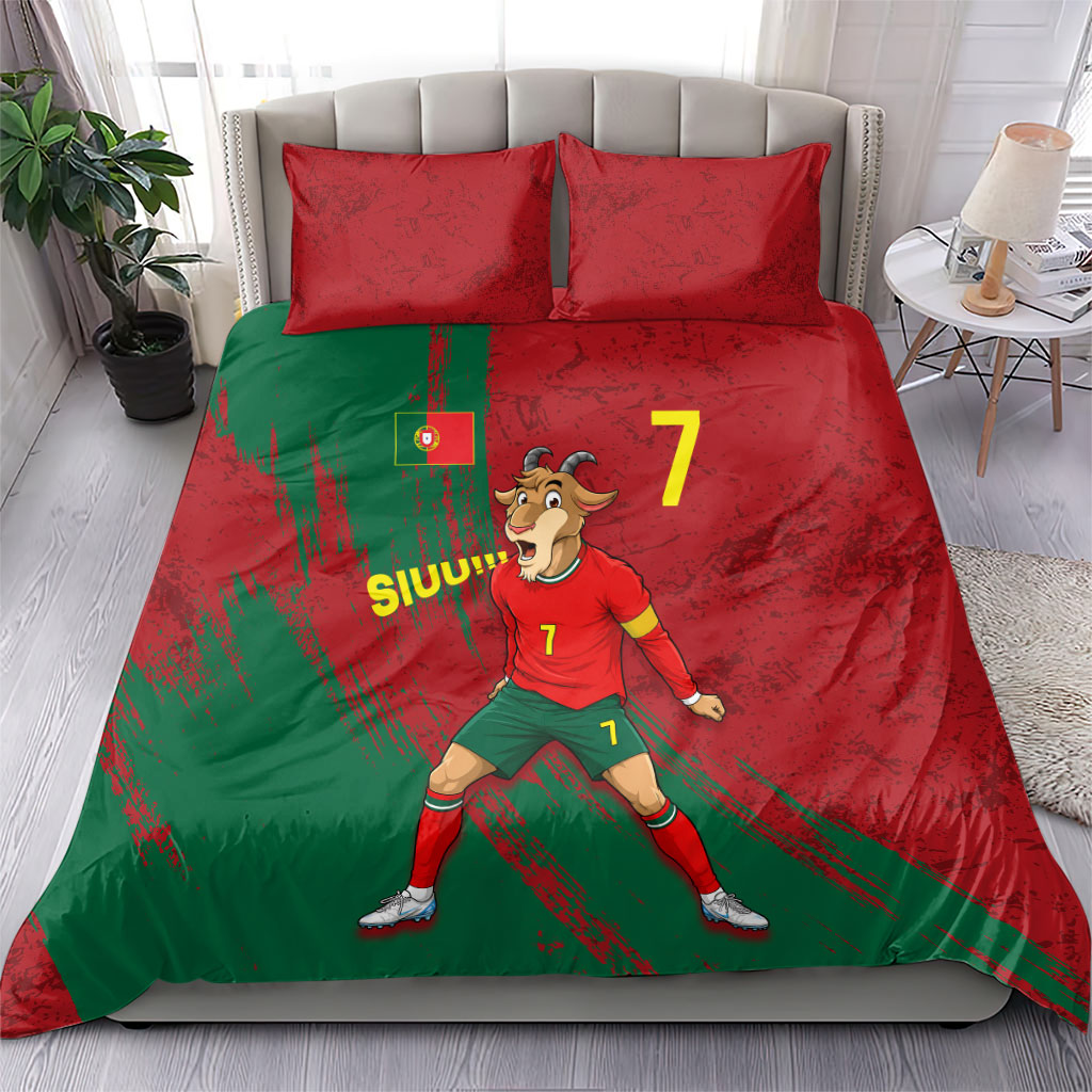 Portugal Football Bedding Set Goat Number 7 Greatest Of All Time Abstract Grunge