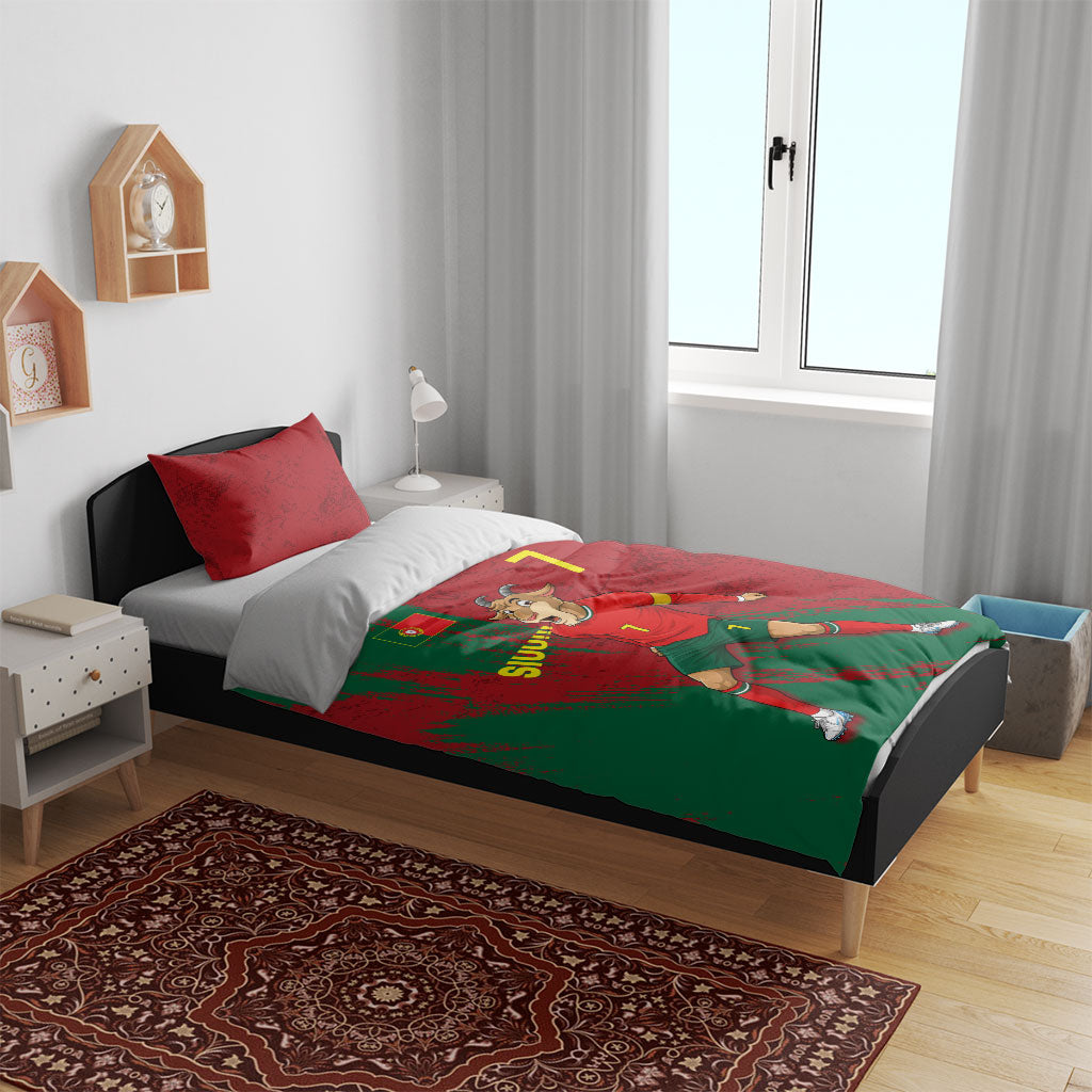 Portugal Football Bedding Set Goat Number 7 Greatest Of All Time Abstract Grunge