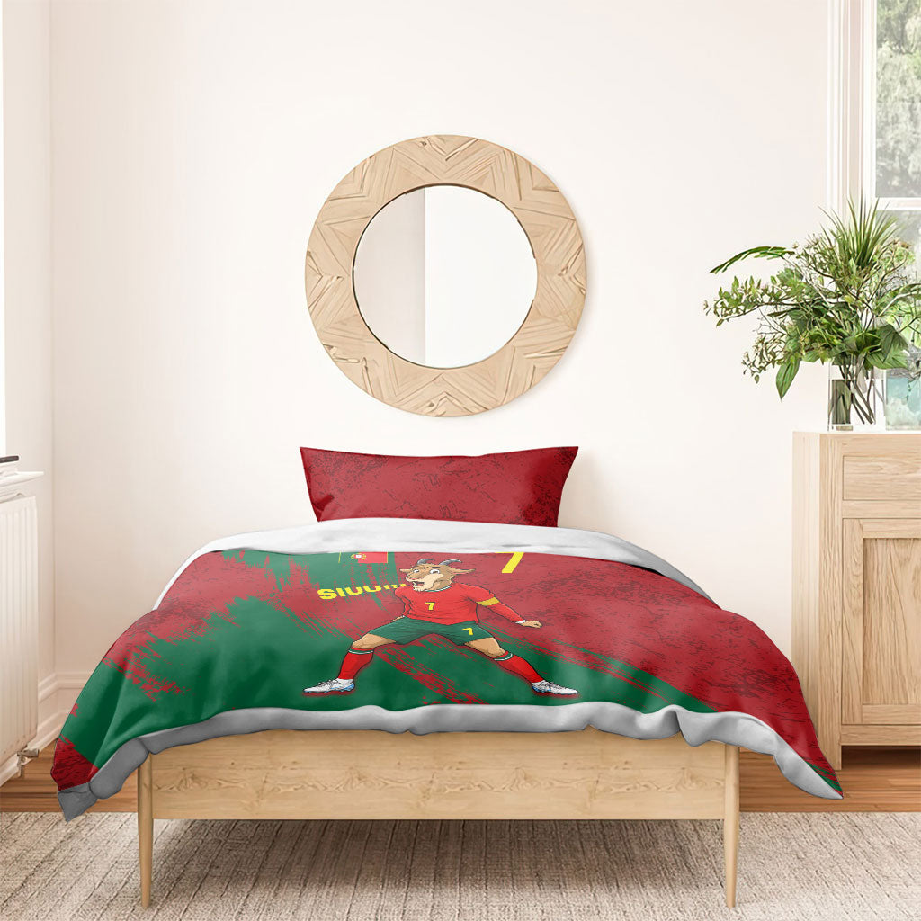 Portugal Football Bedding Set Goat Number 7 Greatest Of All Time Abstract Grunge