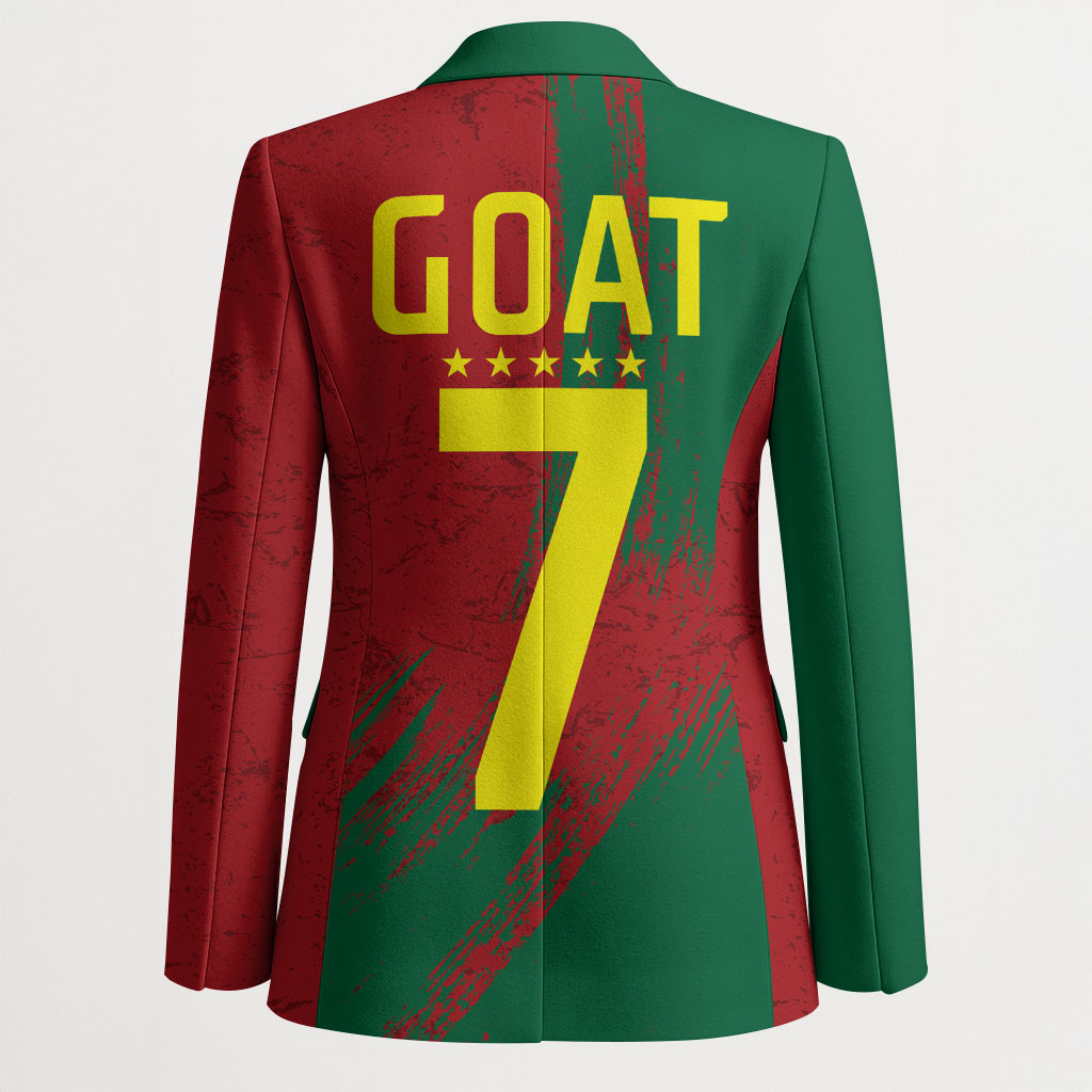 Portugal Football Blazer Goat Number 7 Greatest Of All Time Abstract Grunge