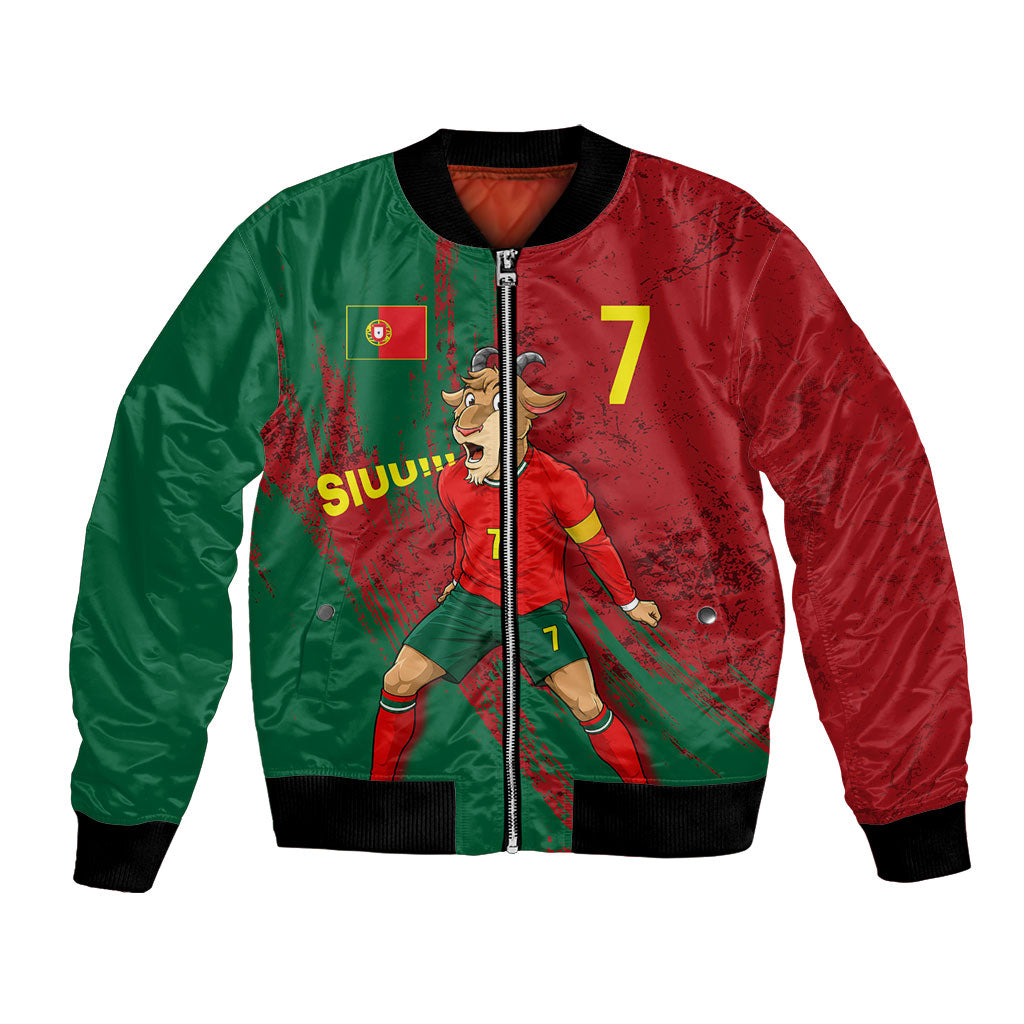 Portugal Football Bomber Jacket Goat Number 7 Greatest Of All Time Abstract Grunge