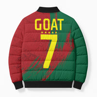 Portugal Football Bomber Puffer Jacket Goat Number 7 Greatest Of All Time Abstract Grunge
