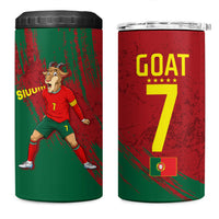 Portugal Football 4 in 1 Can Cooler Tumbler Goat Number 7 Greatest Of All Time Abstract Grunge