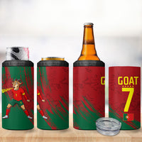 Portugal Football 4 in 1 Can Cooler Tumbler Goat Number 7 Greatest Of All Time Abstract Grunge