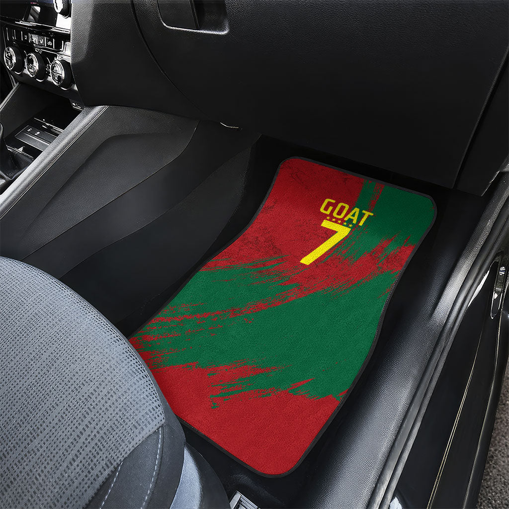 Portugal Football Car Mats Goat Number 7 Greatest Of All Time Abstract Grunge