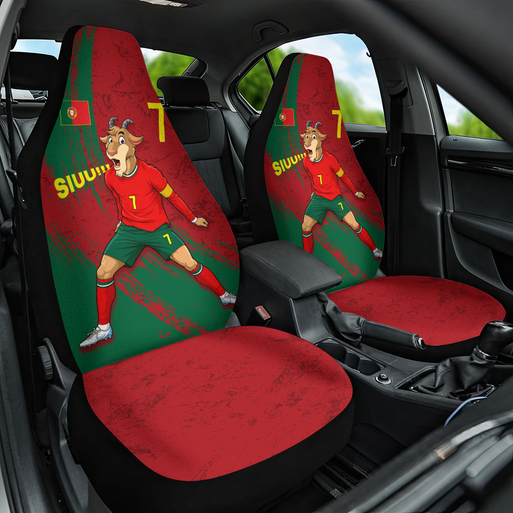 Portugal Football Car Seat Cover Goat Number 7 Greatest Of All Time Abstract Grunge