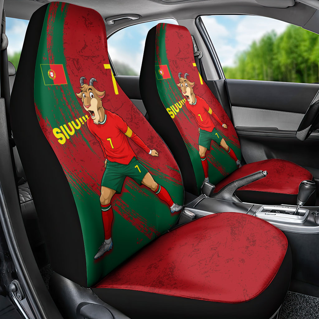 Portugal Football Car Seat Cover Goat Number 7 Greatest Of All Time Abstract Grunge