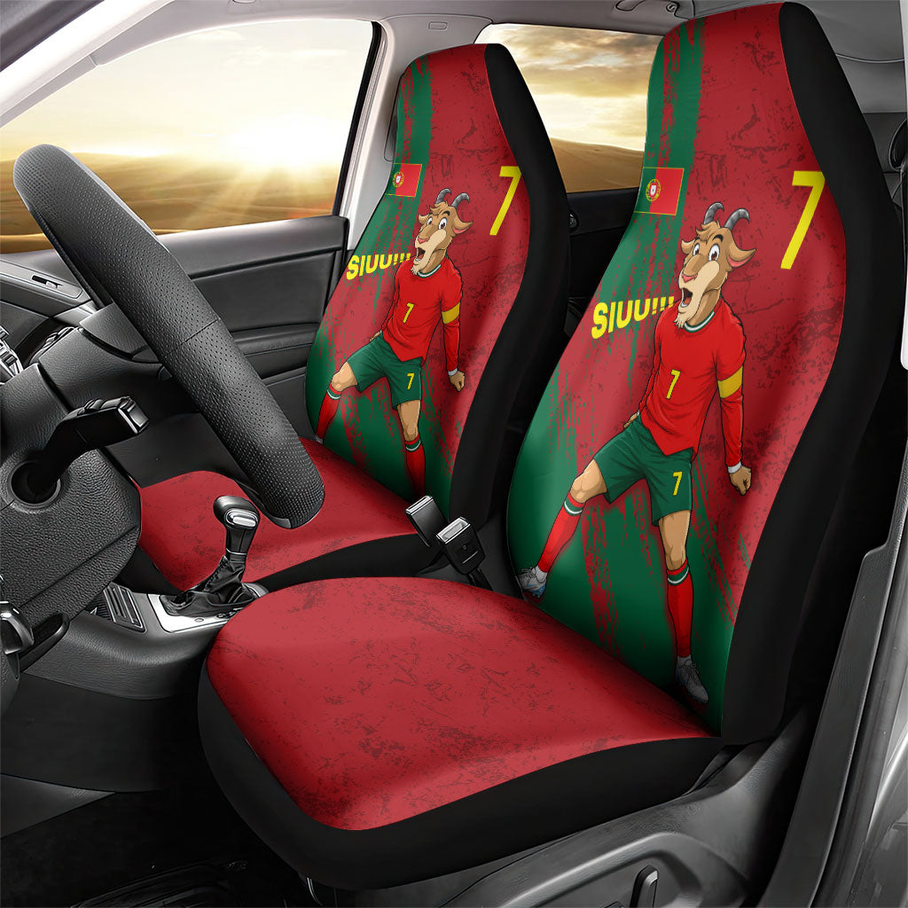Portugal Football Car Seat Cover Goat Number 7 Greatest Of All Time Abstract Grunge