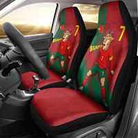 Portugal Football Car Seat Cover Goat Number 7 Greatest Of All Time Abstract Grunge