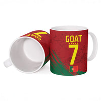 Portugal Football Ceramic Mug Goat Number 7 Greatest Of All Time Abstract Grunge