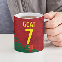 Portugal Football Ceramic Mug Goat Number 7 Greatest Of All Time Abstract Grunge