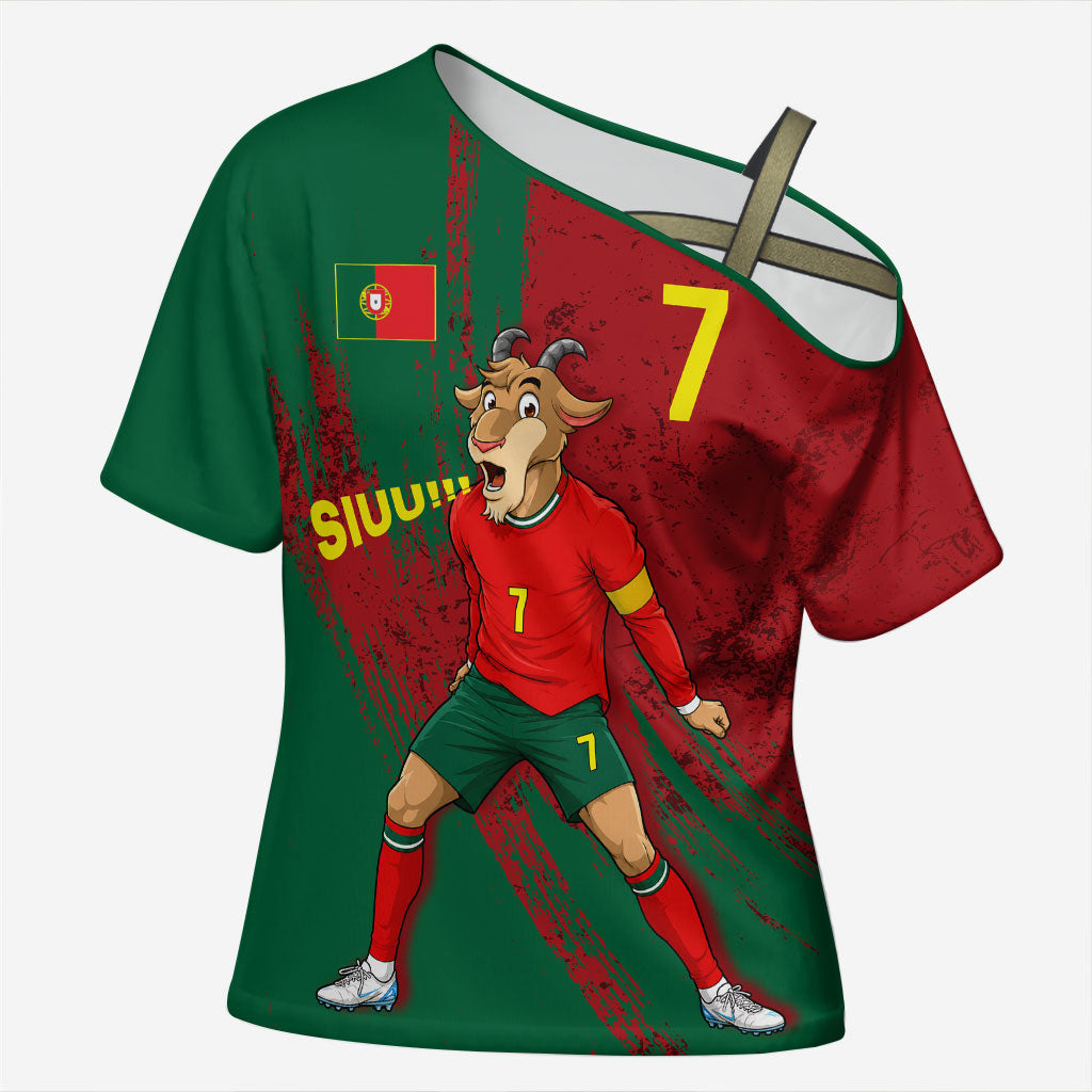 Portugal Football Cross Shoulder Shirt Goat Number 7 Greatest Of All Time Abstract Grunge