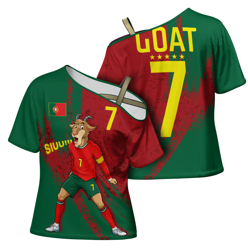 Portugal Football Cross Shoulder Shirt Goat Number 7 Greatest Of All Time Abstract Grunge