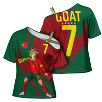 Portugal Football Cross Shoulder Shirt Goat Number 7 Greatest Of All Time Abstract Grunge