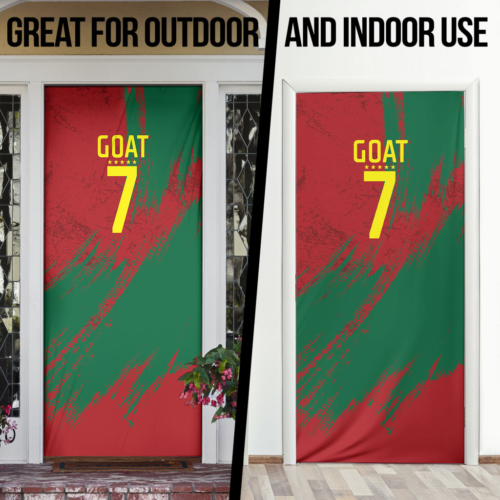 Portugal Football Door Cover Goat Number 7 Greatest Of All Time Abstract Grunge