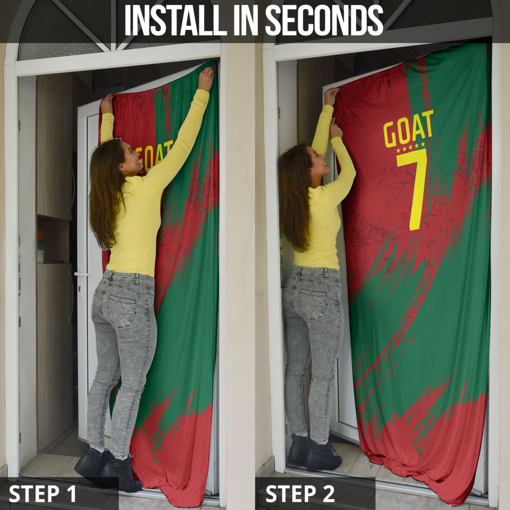 Portugal Football Door Cover Goat Number 7 Greatest Of All Time Abstract Grunge
