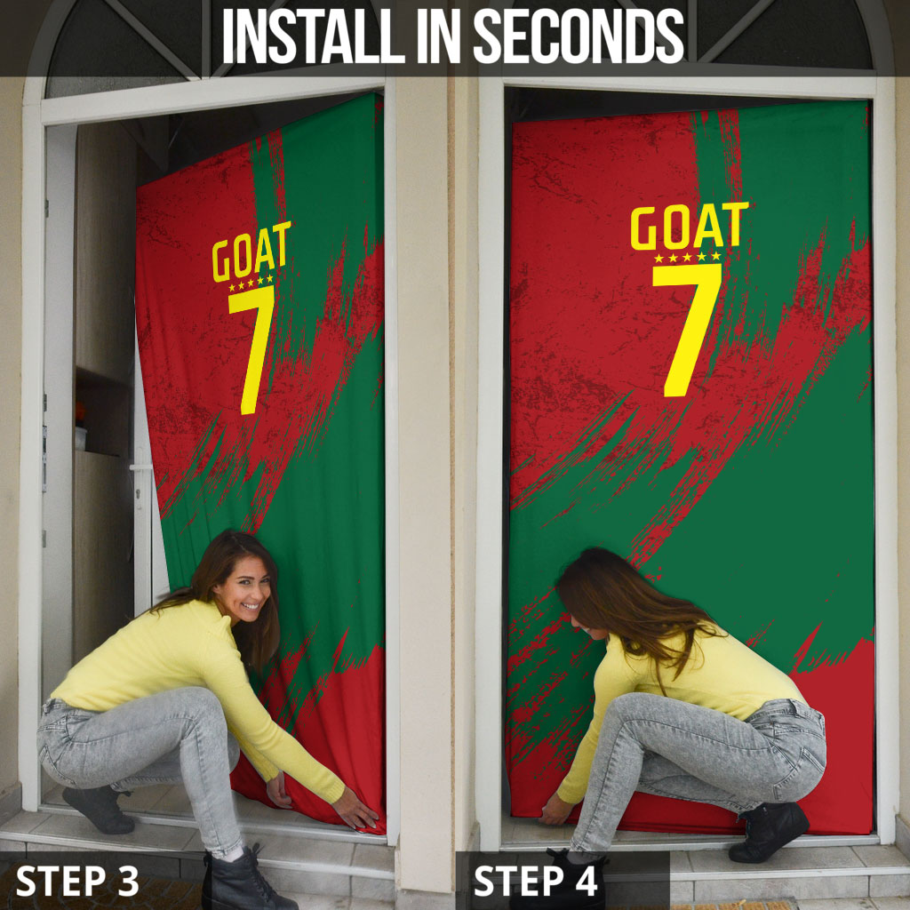 Portugal Football Door Cover Goat Number 7 Greatest Of All Time Abstract Grunge