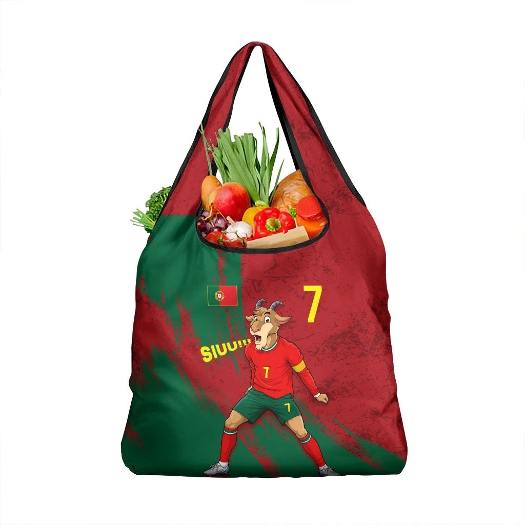 Portugal Football Grocery Bag Goat Number 7 Greatest Of All Time Abstract Grunge