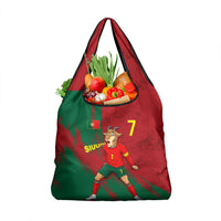 Portugal Football Grocery Bag Goat Number 7 Greatest Of All Time Abstract Grunge
