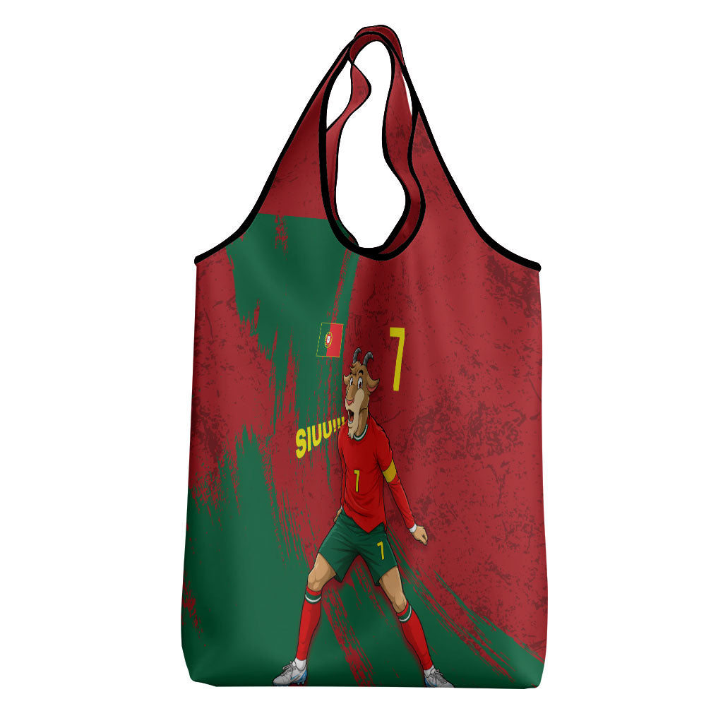 Portugal Football Grocery Bag Goat Number 7 Greatest Of All Time Abstract Grunge
