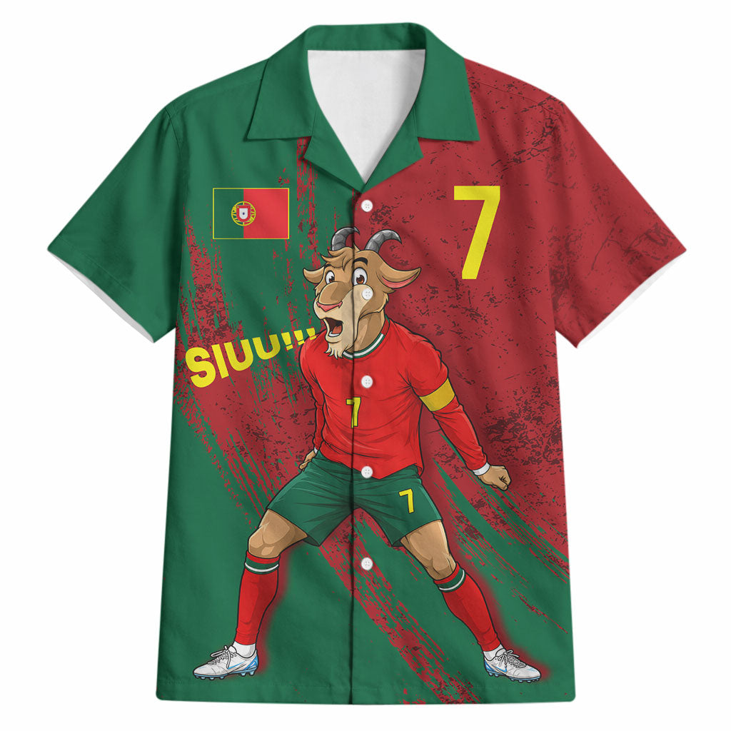 Portugal Football Hawaiian Shirt Goat Number 7 Greatest Of All Time Abstract Grunge
