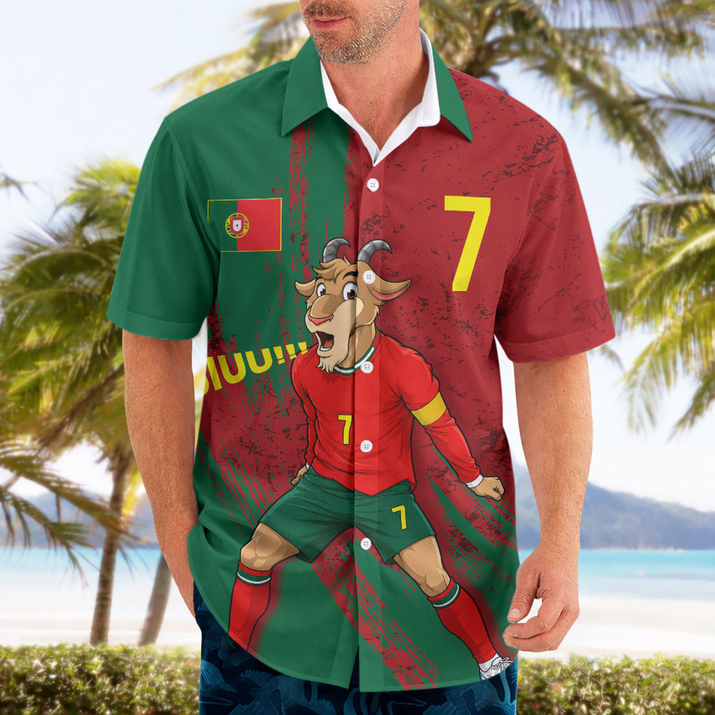 Portugal Football Hawaiian Shirt Goat Number 7 Greatest Of All Time Abstract Grunge