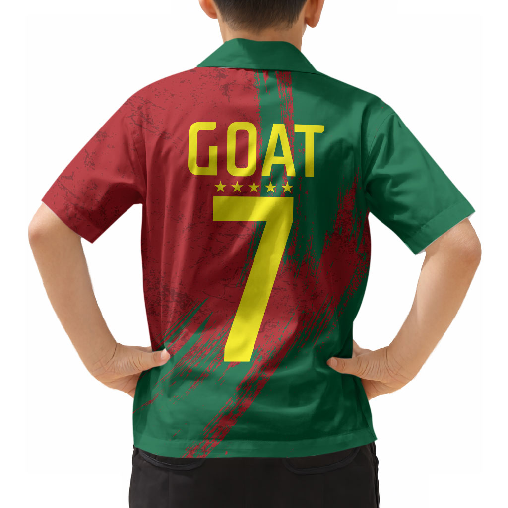 Portugal Football Hawaiian Shirt Goat Number 7 Greatest Of All Time Abstract Grunge
