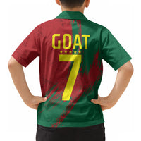 Portugal Football Hawaiian Shirt Goat Number 7 Greatest Of All Time Abstract Grunge