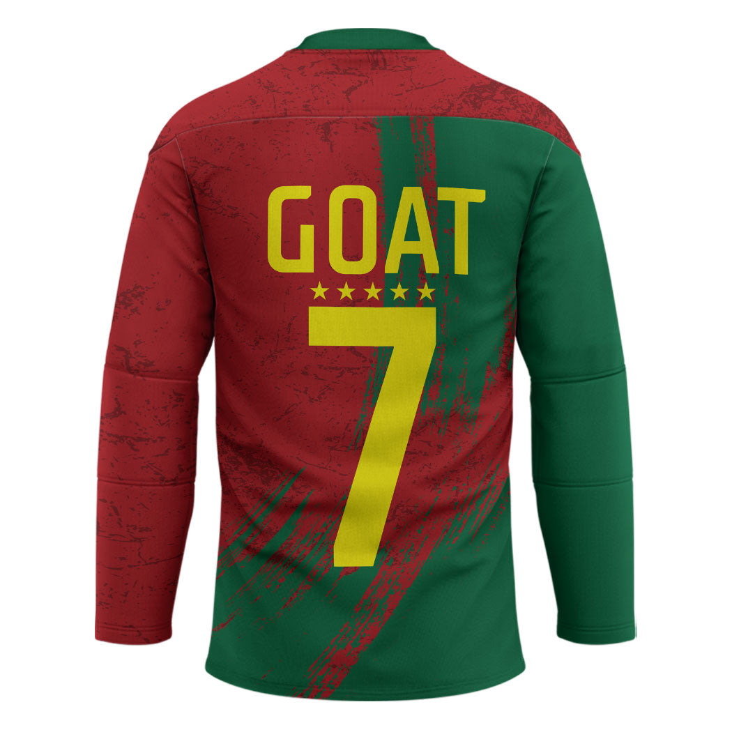 Portugal Football Hockey Jersey Goat Number 7 Greatest Of All Time Abstract Grunge