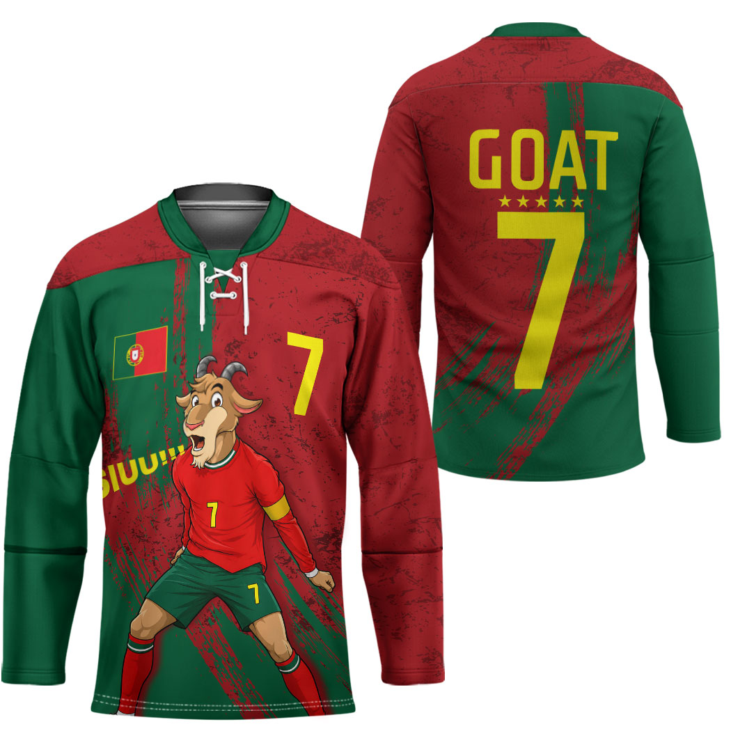 Portugal Football Hockey Jersey Goat Number 7 Greatest Of All Time Abstract Grunge